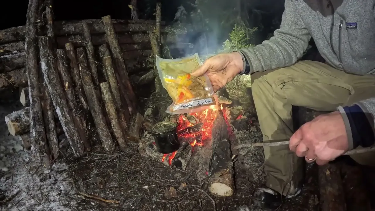 Drying wet gear around fire